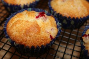 berry muffins on cooling rack